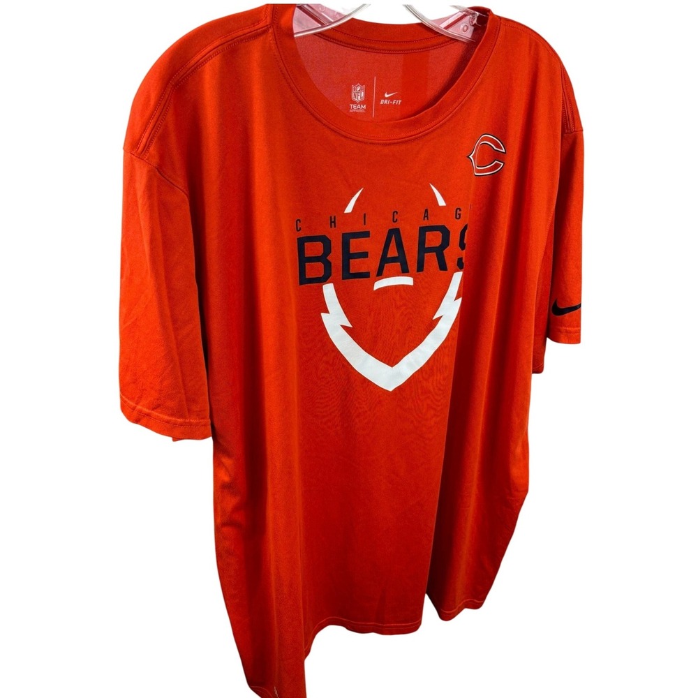 NFL Nike Chicago Bears Dri-Fit Performance Orange T-Shirt Football Tee Size XXL‎